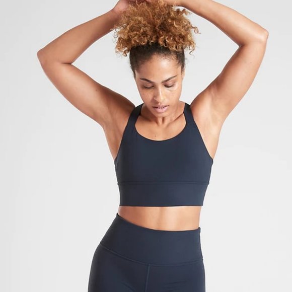 Athleta Warrior Longline Bra A-C size M Navy - Picture 1 of 3